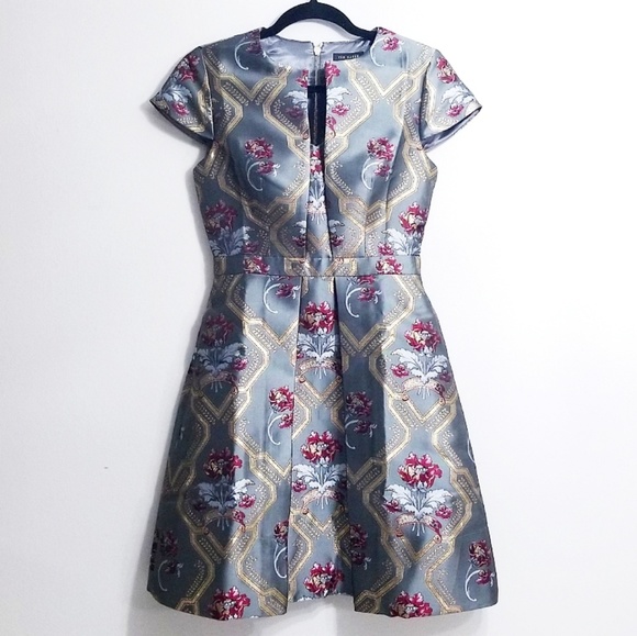 🚫SOLD🅿🚫 NWT TED BAKER ICE PALACE METALLIC DRESS - Picture 5 of 8